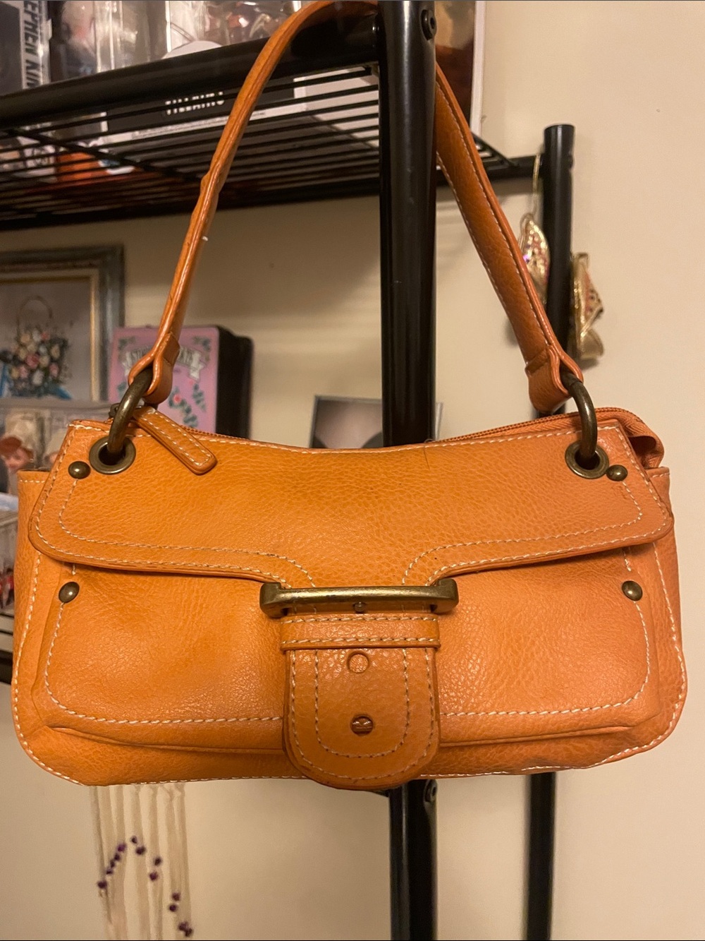 Shiraleah Orange Leather Shoulder Bag